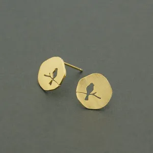 Hollow Bird On A Branch Earrings