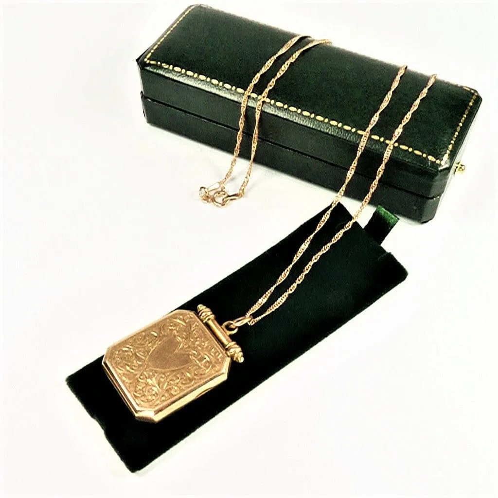 Impressive Antique Solid Gold Fully Hallmarked Keepsake Locket 1915 With Elegant Necklace