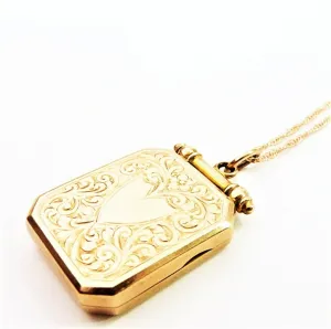 Impressive Antique Solid Gold Fully Hallmarked Keepsake Locket 1915 With Elegant Necklace