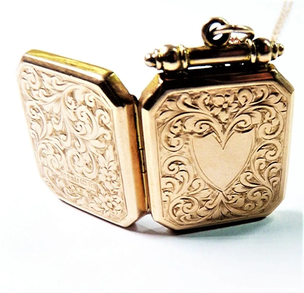 Impressive Antique Solid Gold Fully Hallmarked Keepsake Locket 1915 With Elegant Necklace