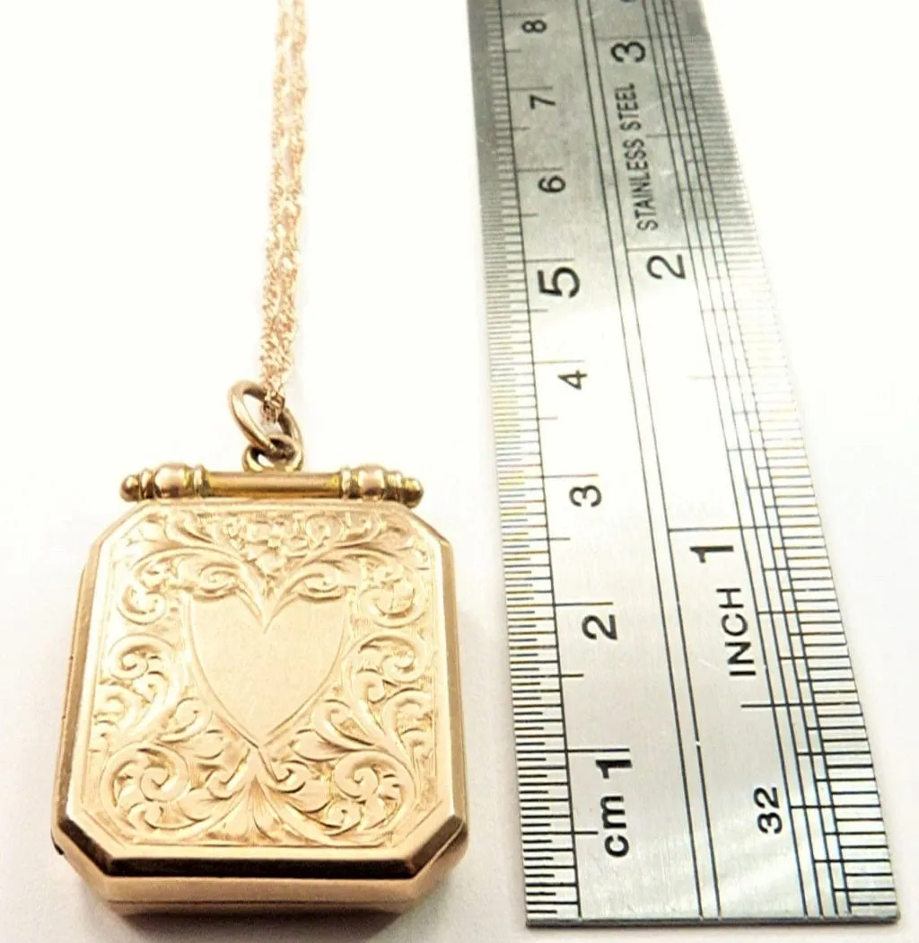Impressive Antique Solid Gold Fully Hallmarked Keepsake Locket 1915 With Elegant Necklace