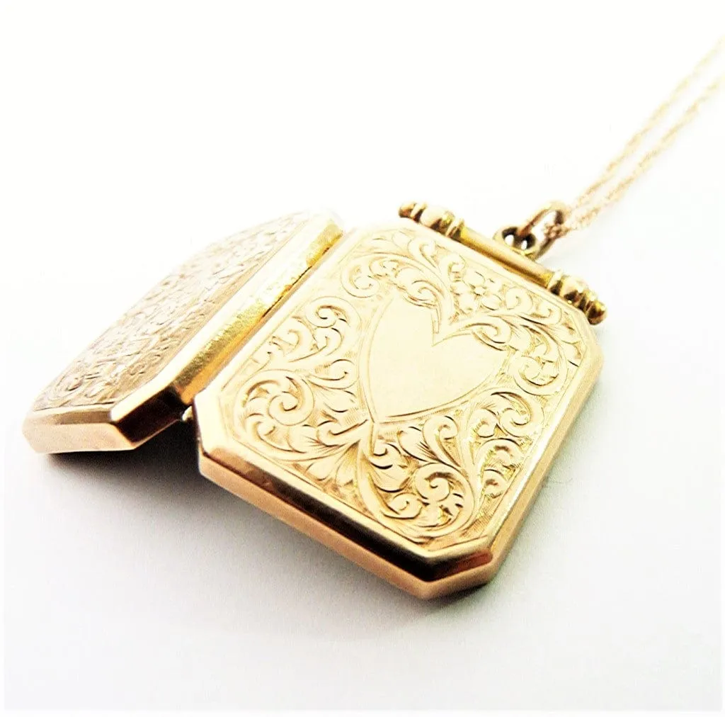 Impressive Antique Solid Gold Fully Hallmarked Keepsake Locket 1915 With Elegant Necklace