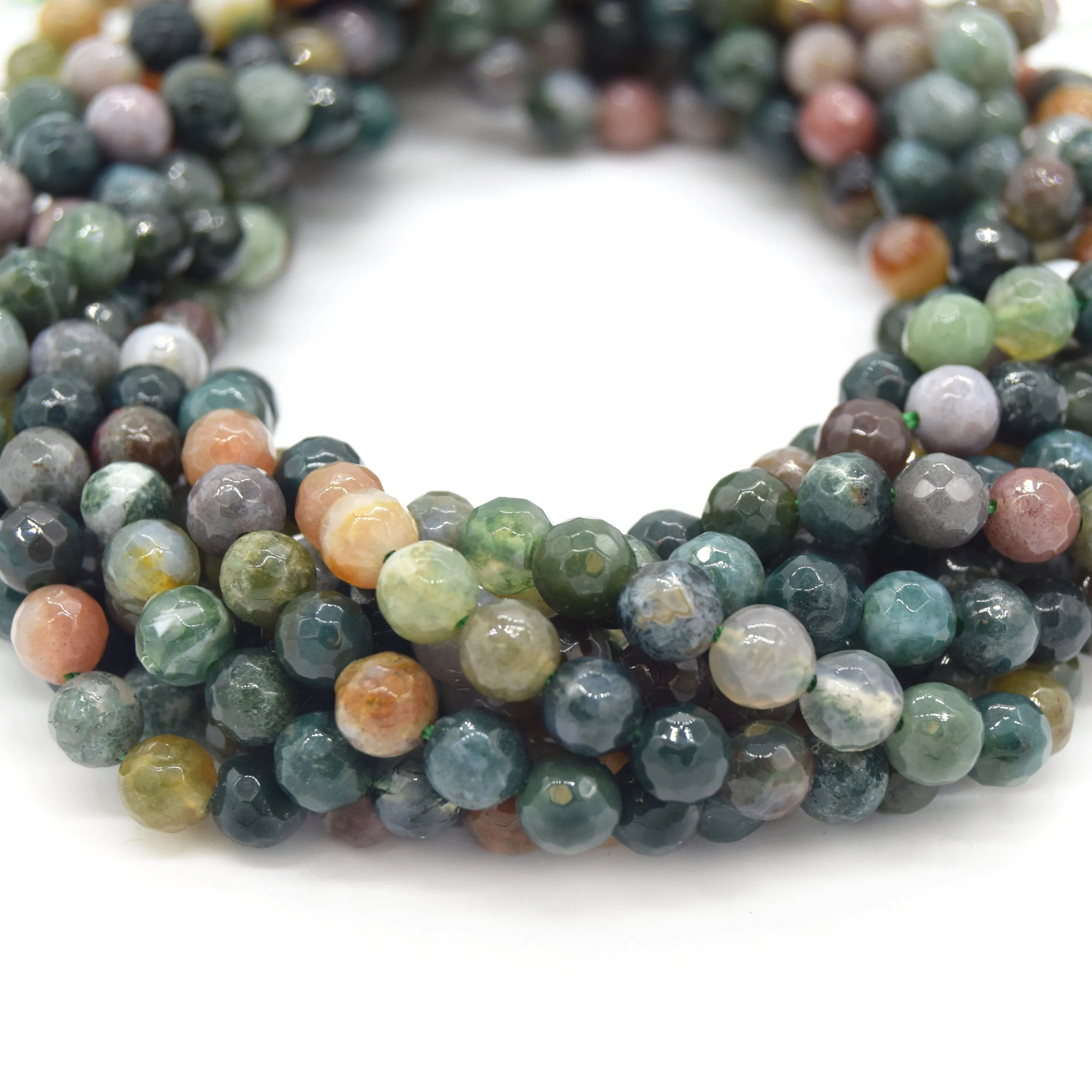 Indian Agate Beads - Natural Faceted Round Gemstone | Sizes: 4mm, 6mm, 8mm, 10mm, 12mm Available