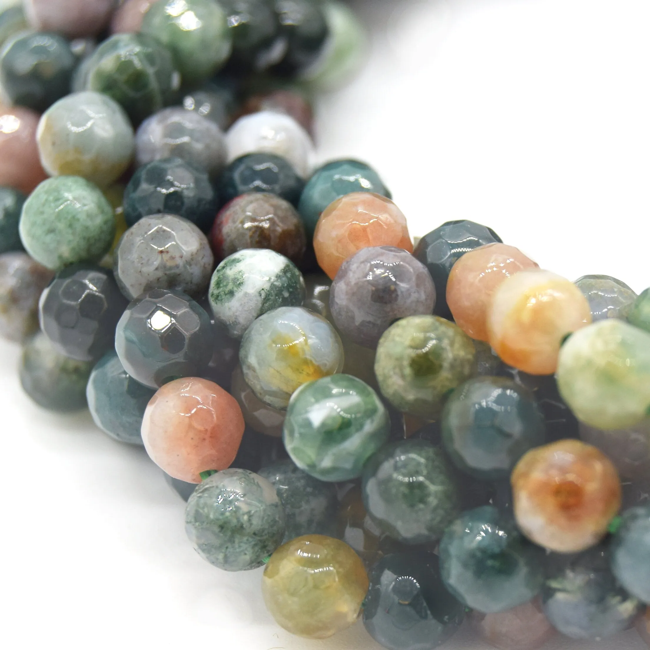 Indian Agate Beads - Natural Faceted Round Gemstone | Sizes: 4mm, 6mm, 8mm, 10mm, 12mm Available