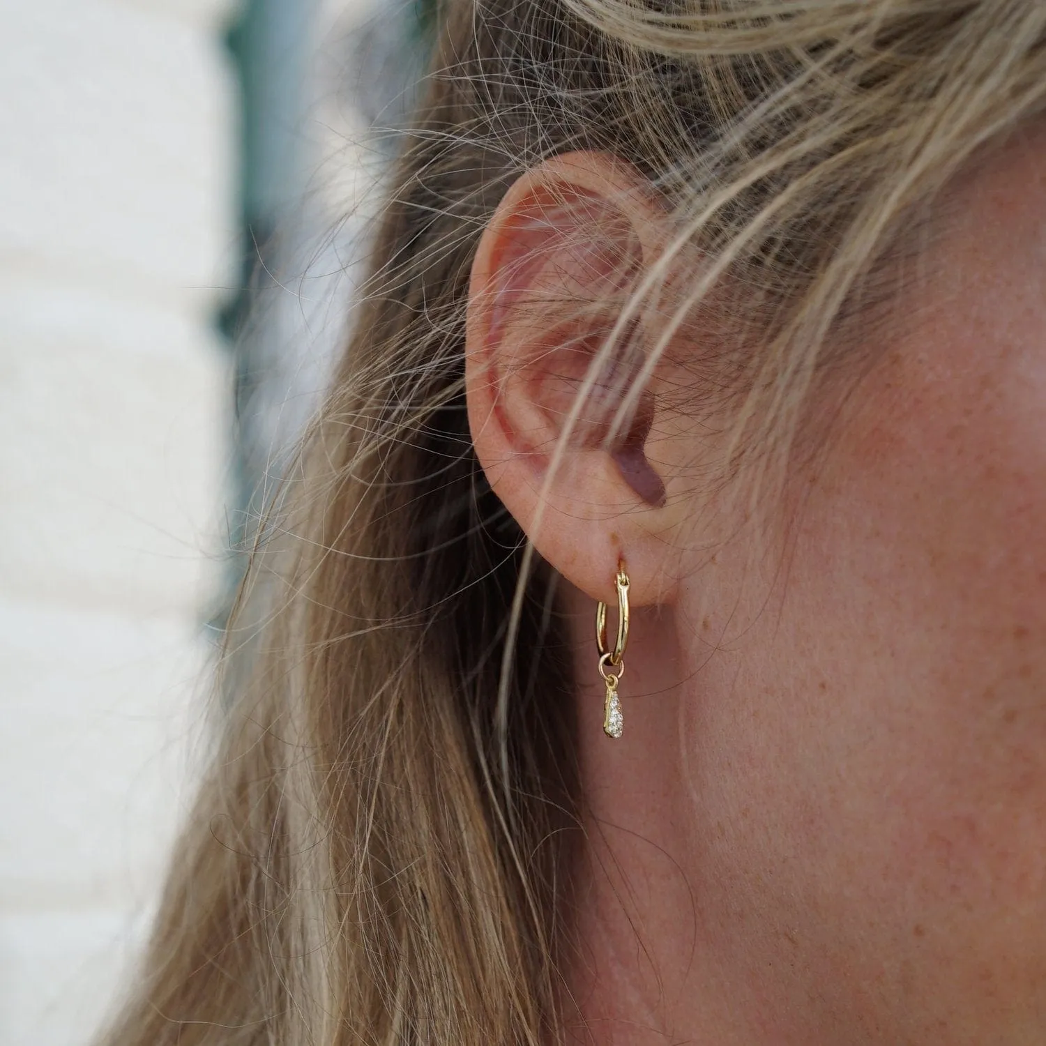 Kaia Hoops with CZ Dew Drop - Gold
