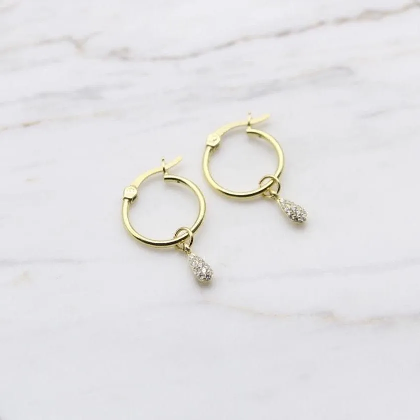 Kaia Hoops with CZ Dew Drop - Gold
