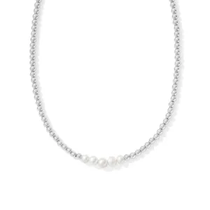 Kendra Scott Eve Beaded Strand Necklace in White Pearl, Rhodium-Plated