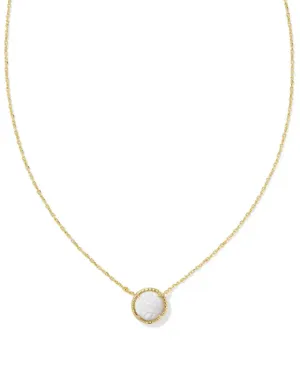 Kendra Scott Volleyball Short Pendant Necklace in White Mother-of-Pearl | Gold