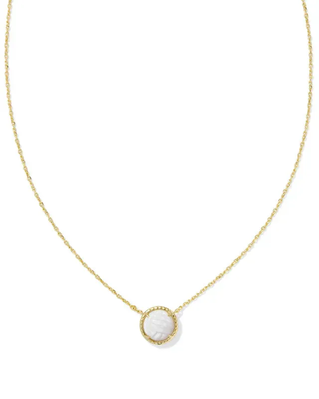 Kendra Scott Volleyball Short Pendant Necklace in White Mother-of-Pearl | Gold