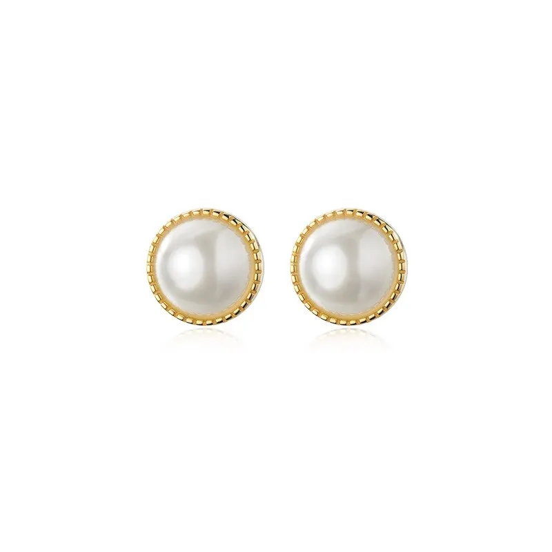 Korean New Simple Geometry Pearl Clip on Earrings