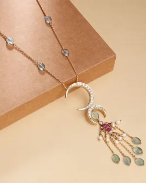 Kundan Polki Red And Green Long Necklace