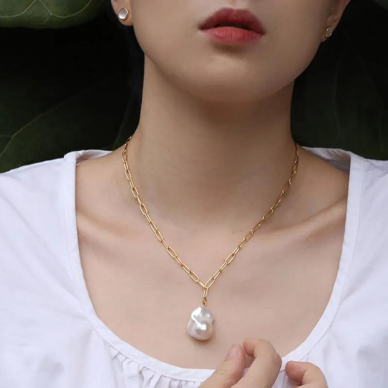 Large Baroque Pearl Pendant Necklace