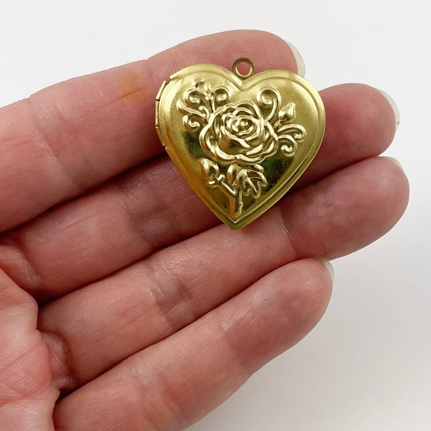 Large Brass Heart Lockets 28mm Pendants