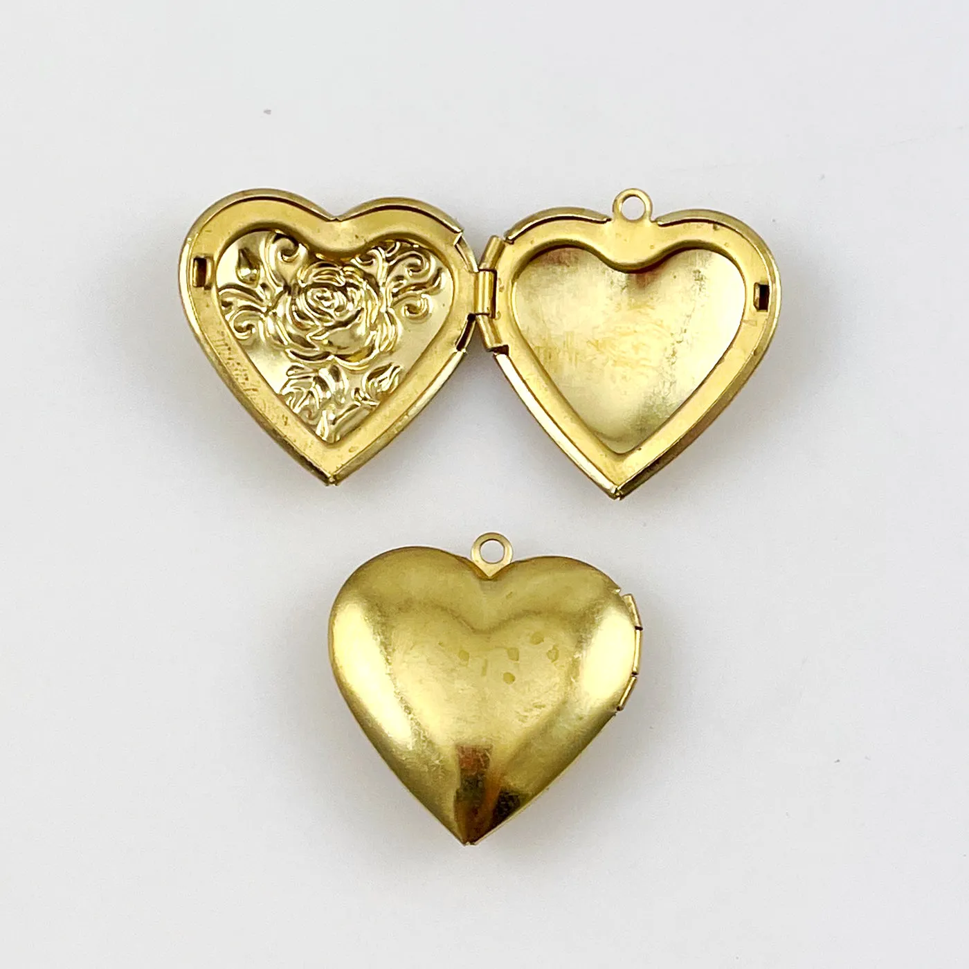 Large Brass Heart Lockets 28mm Pendants