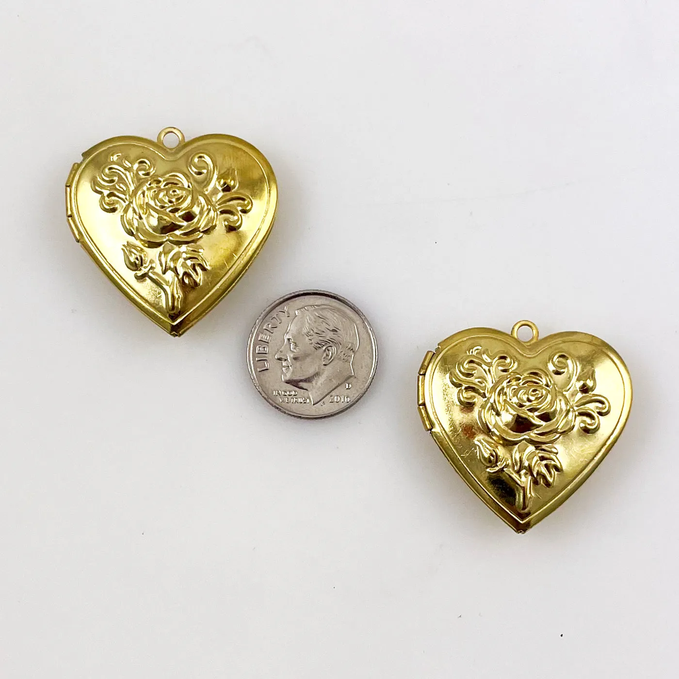 Large Brass Heart Lockets 28mm Pendants