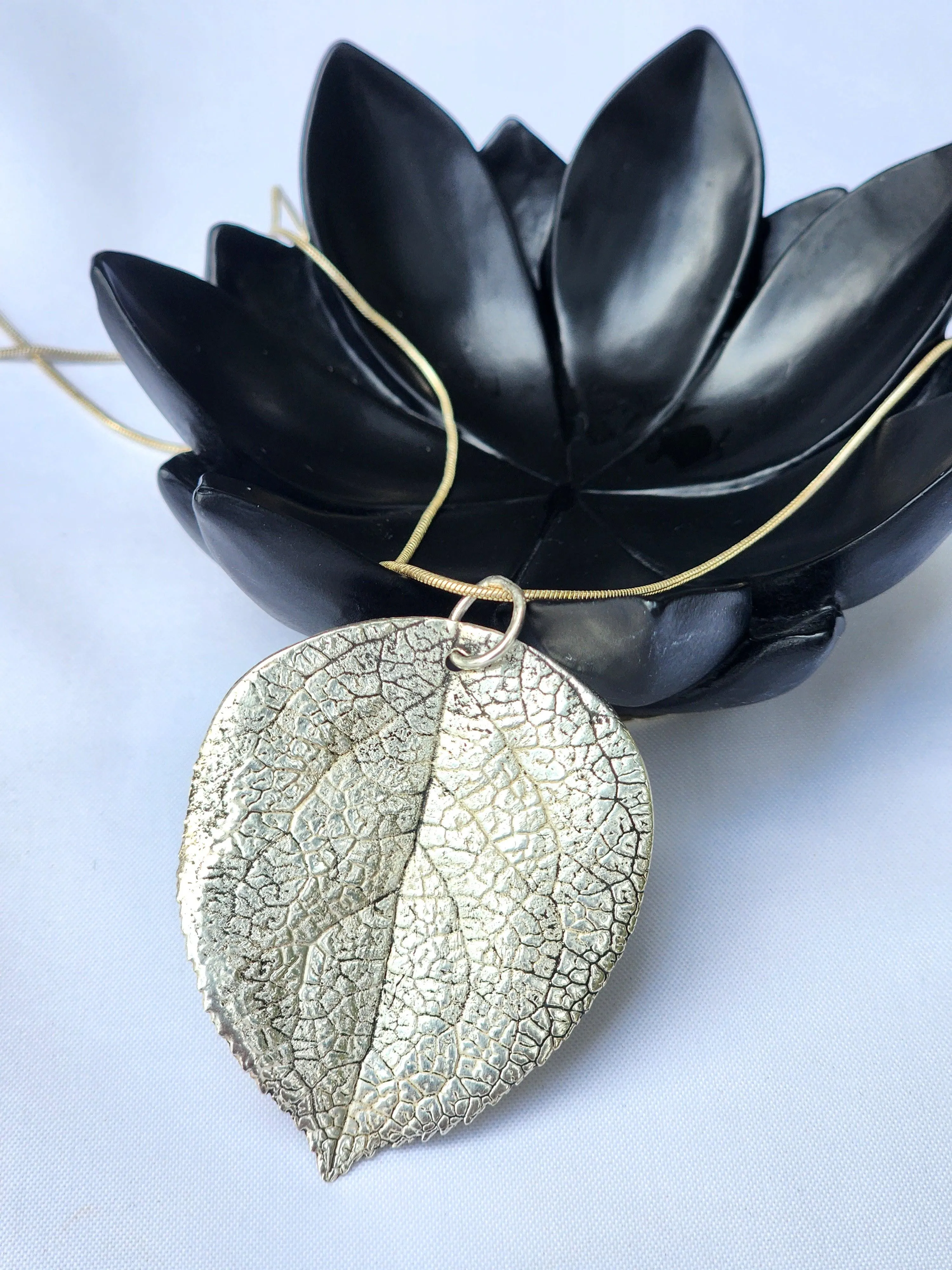 Large Silver Leaf Necklace