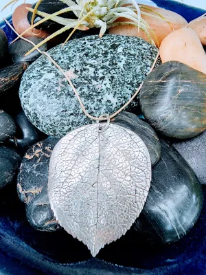 Large Silver Leaf Necklace