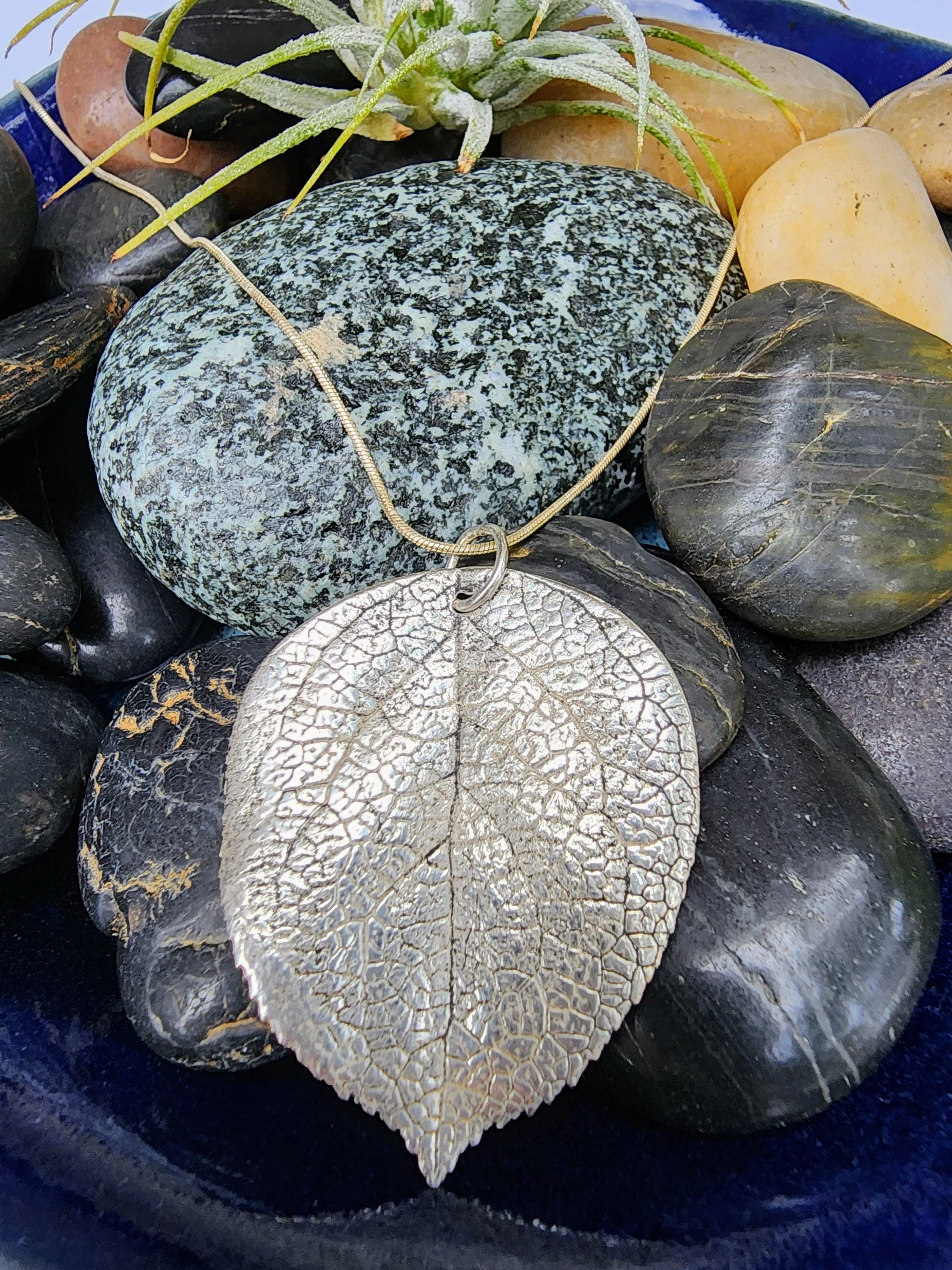 Large Silver Leaf Necklace