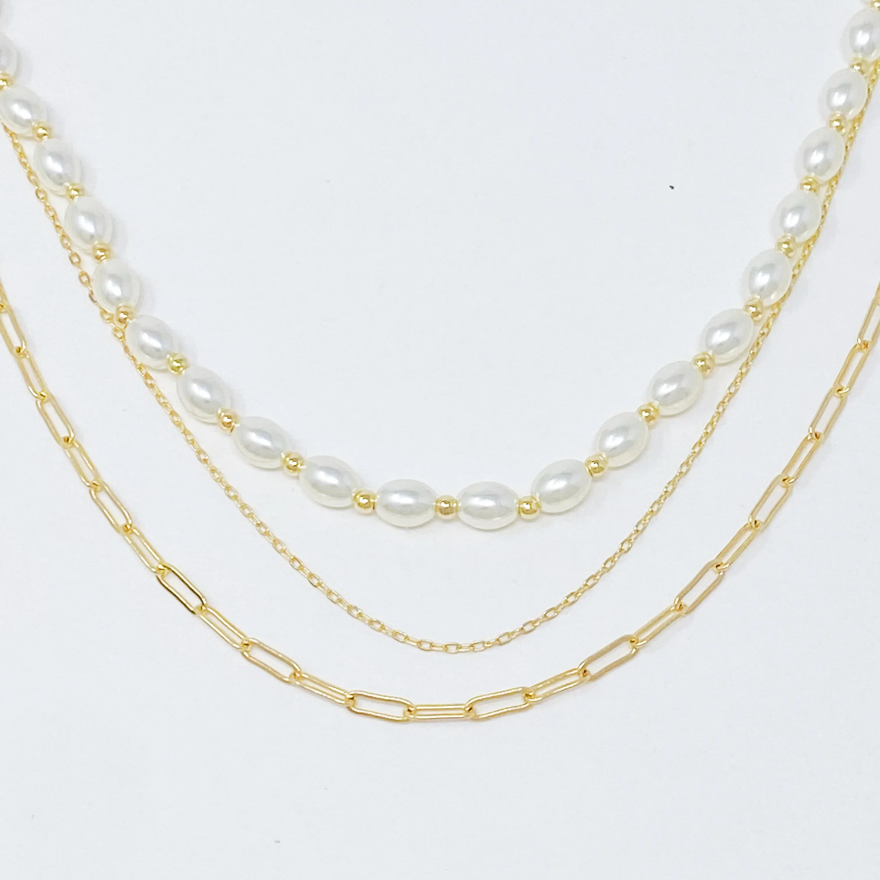 Layered Pearl And Chain Necklace