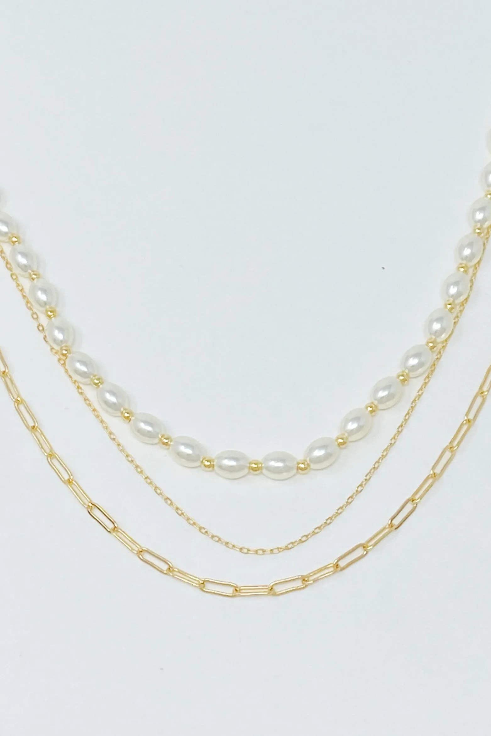 Layered Pearl And Chain Necklace