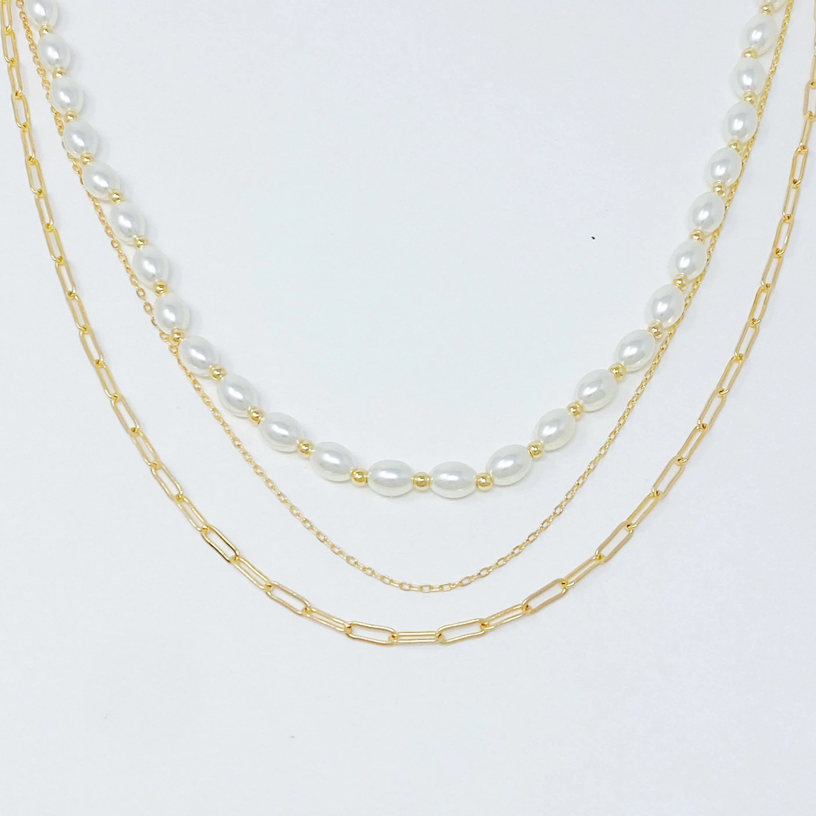 Layered Pearl And Chain Necklace