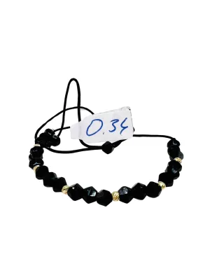 Lesotho Jewellery 14k Gold Handmade Black Bead Bracelet - 0.34 Grams