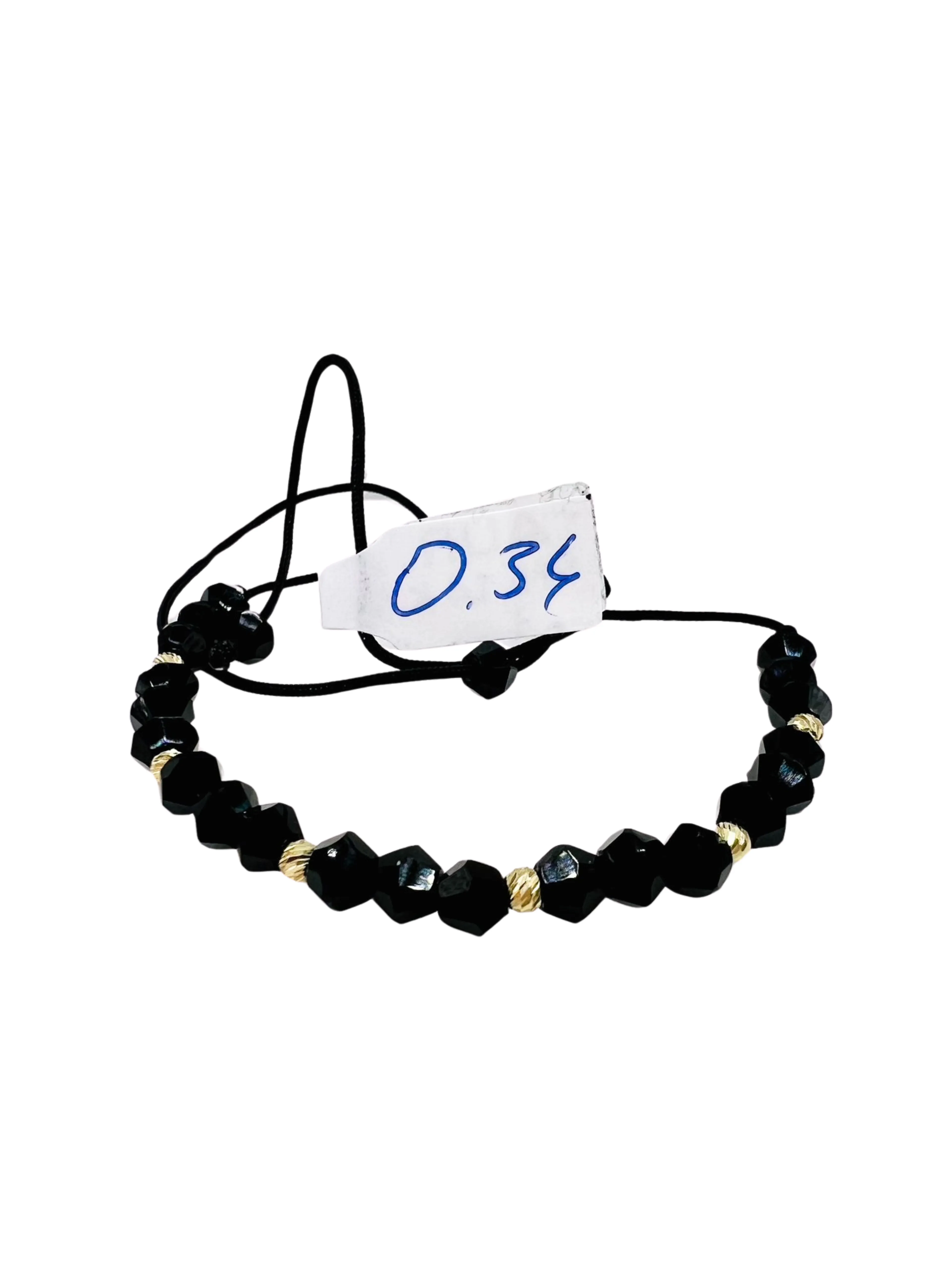 Lesotho Jewellery 14k Gold Handmade Black Bead Bracelet - 0.34 Grams