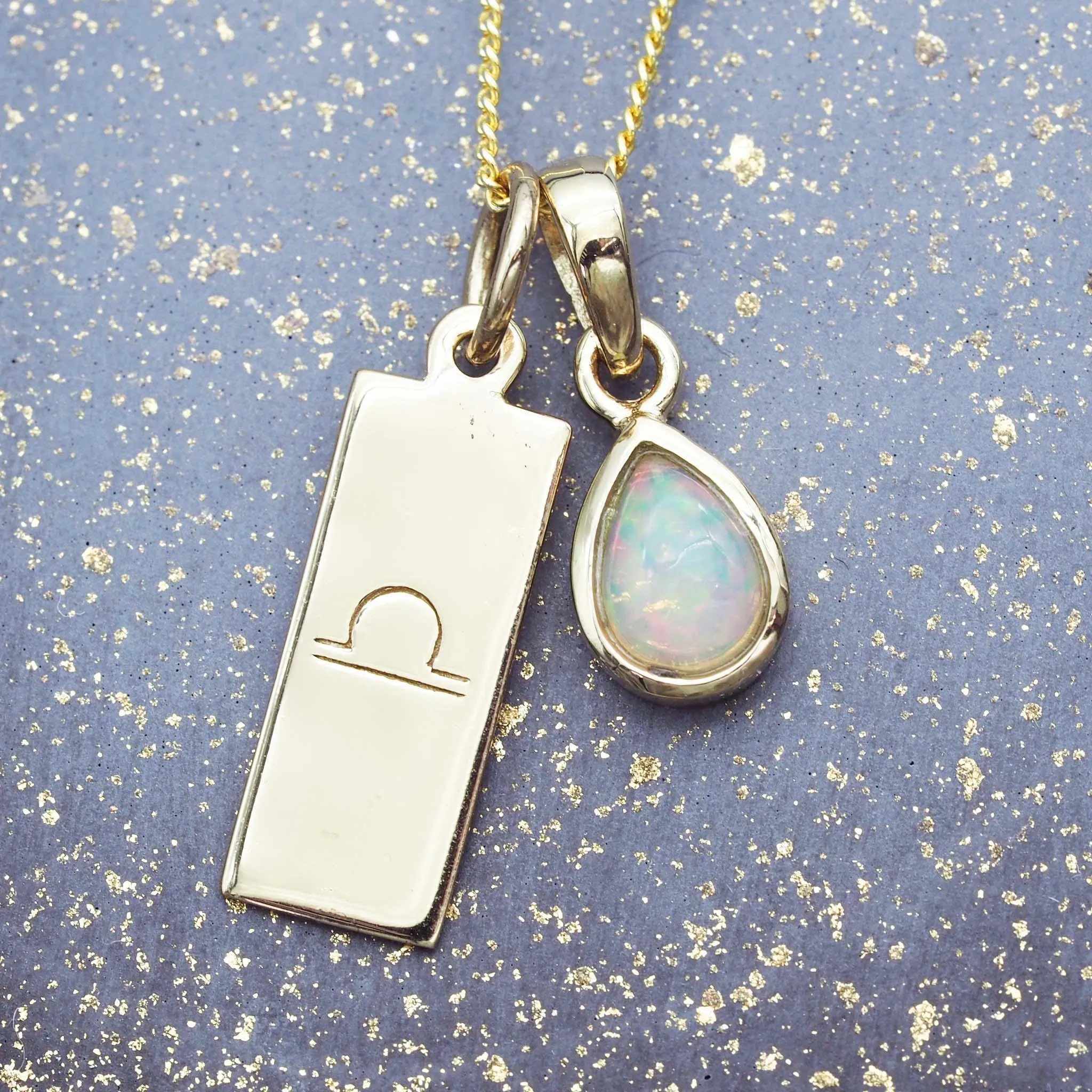 Libra Zodiac and October Birthstone Necklace