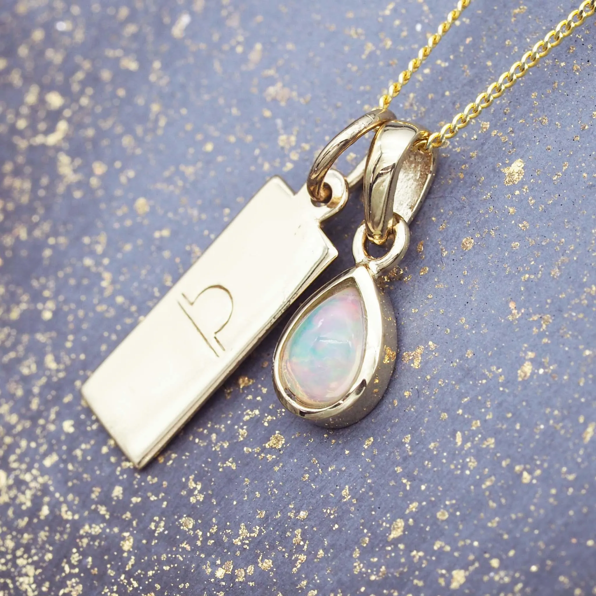 Libra Zodiac and October Birthstone Necklace