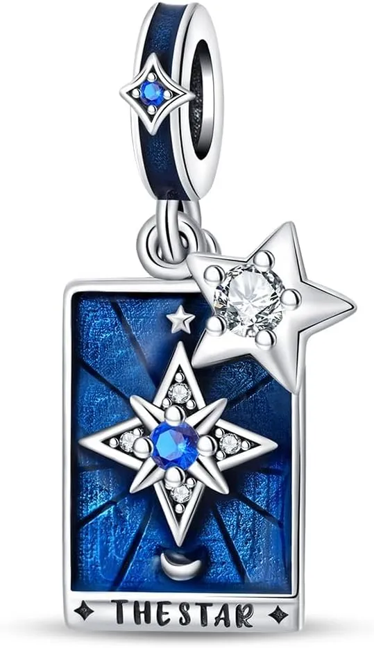 LNQOBU 925 Sterling Silver Charms for Bracelets & Necklaces 5A Cubic Zirconia Tarot Cards Dangle Pendant,Charms Beads Gift for Women Jewelry