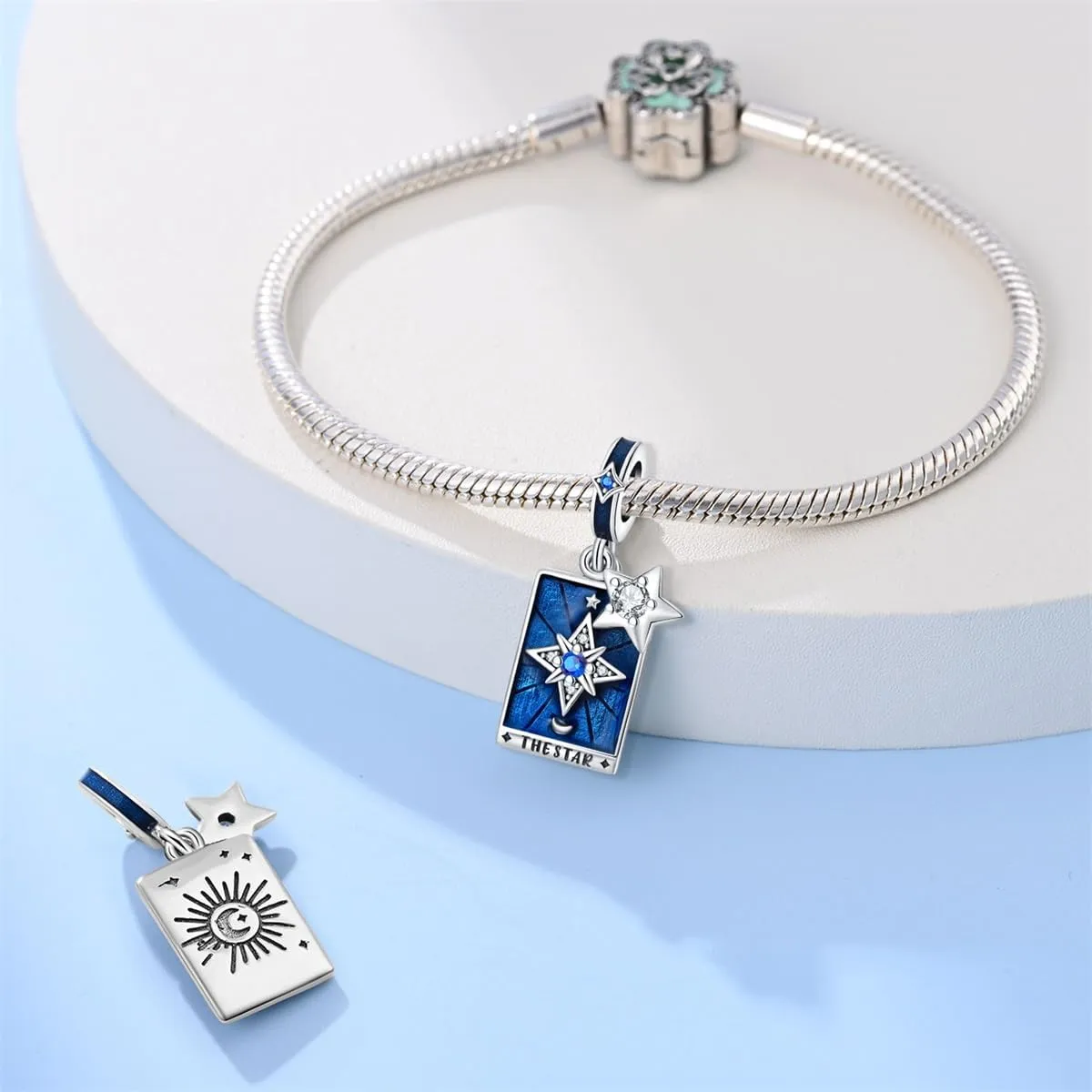 LNQOBU 925 Sterling Silver Charms for Bracelets & Necklaces 5A Cubic Zirconia Tarot Cards Dangle Pendant,Charms Beads Gift for Women Jewelry