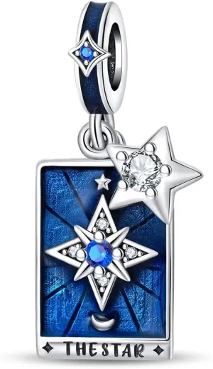 LNQOBU 925 Sterling Silver Charms for Bracelets & Necklaces 5A Cubic Zirconia Tarot Cards Dangle Pendant,Charms Beads Gift for Women Jewelry