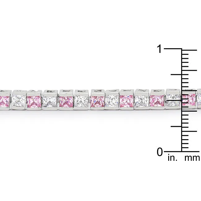 LOVCIA Elegant Princess Cut Cubic Zirconia Rhodium Bracelet