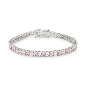 LOVCIA Elegant Princess Cut Cubic Zirconia Rhodium Bracelet