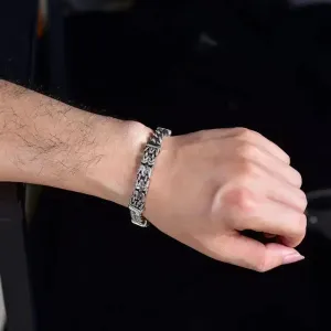 LOVCIA Vintage Style Handmade Double Woven Sterling Silver Men's Bracelet Chain