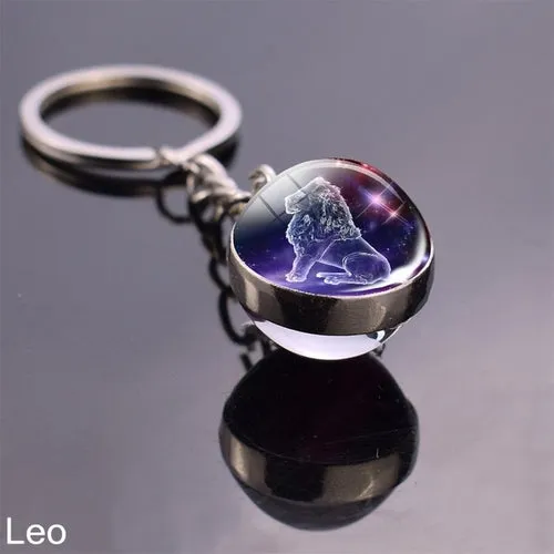 Luminous Keychain Glow In The Dark 12 Zodiac Sign Sphere Ball Crystal