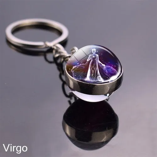 Luminous Keychain Glow In The Dark 12 Zodiac Sign Sphere Ball Crystal