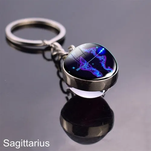 Luminous Keychain Glow In The Dark 12 Zodiac Sign Sphere Ball Crystal
