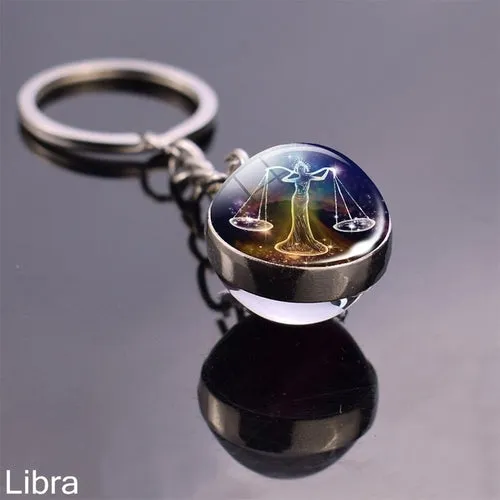 Luminous Keychain Glow In The Dark 12 Zodiac Sign Sphere Ball Crystal