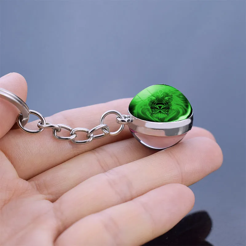 Luminous Keychain Glow In The Dark 12 Zodiac Sign Sphere Ball Crystal