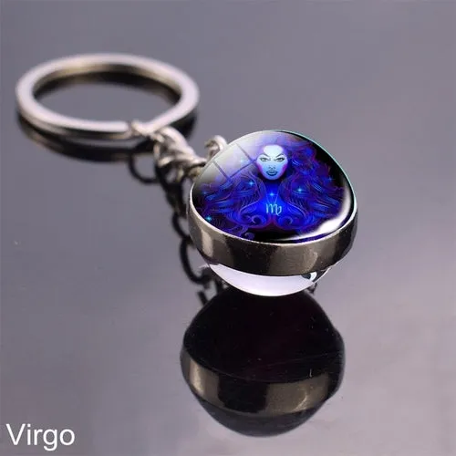 Luminous Keychain Glow In The Dark 12 Zodiac Sign Sphere Ball Crystal