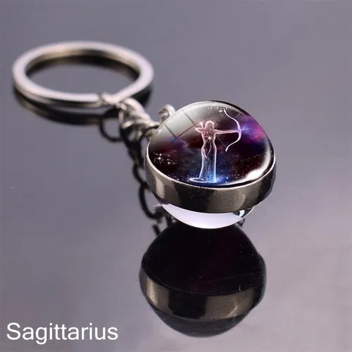 Luminous Keychain Glow In The Dark 12 Zodiac Sign Sphere Ball Crystal
