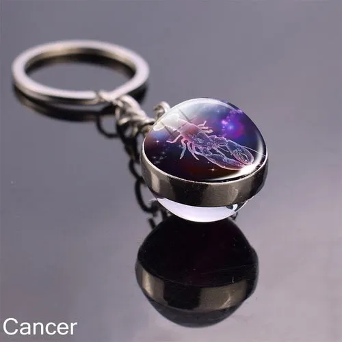 Luminous Keychain Glow In The Dark 12 Zodiac Sign Sphere Ball Crystal