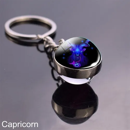 Luminous Keychain Glow In The Dark 12 Zodiac Sign Sphere Ball Crystal