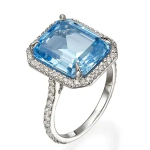 Luxury AAA Sky Blue CZ Stone Bridal Rings