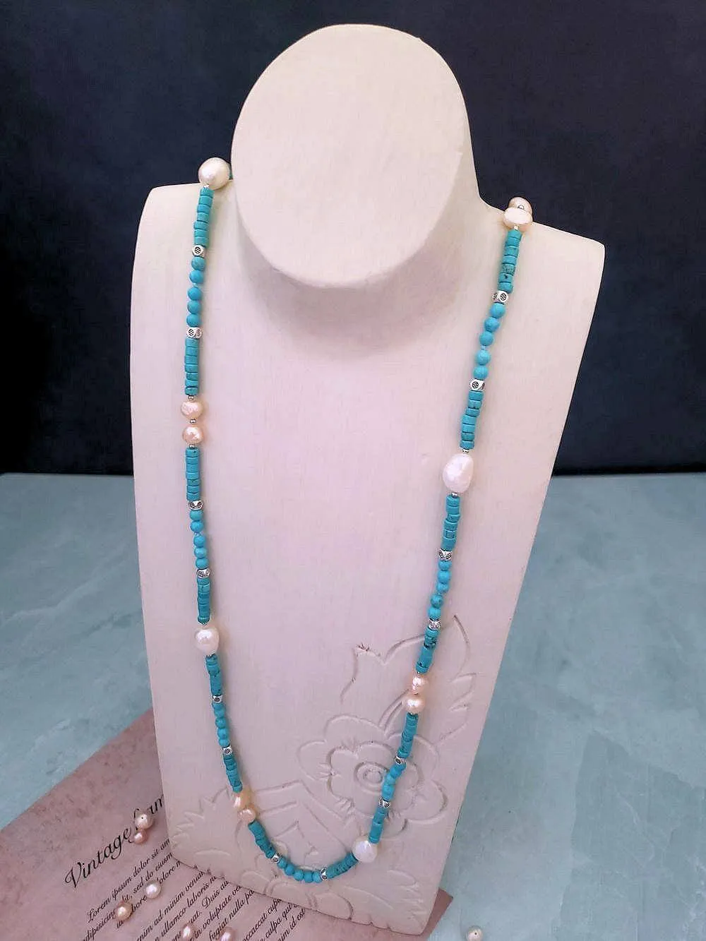 Magnesite and Pearl Necklace