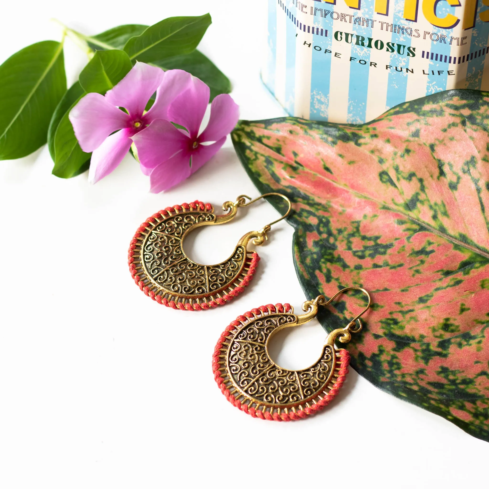 Mandala Brass Earrings Round