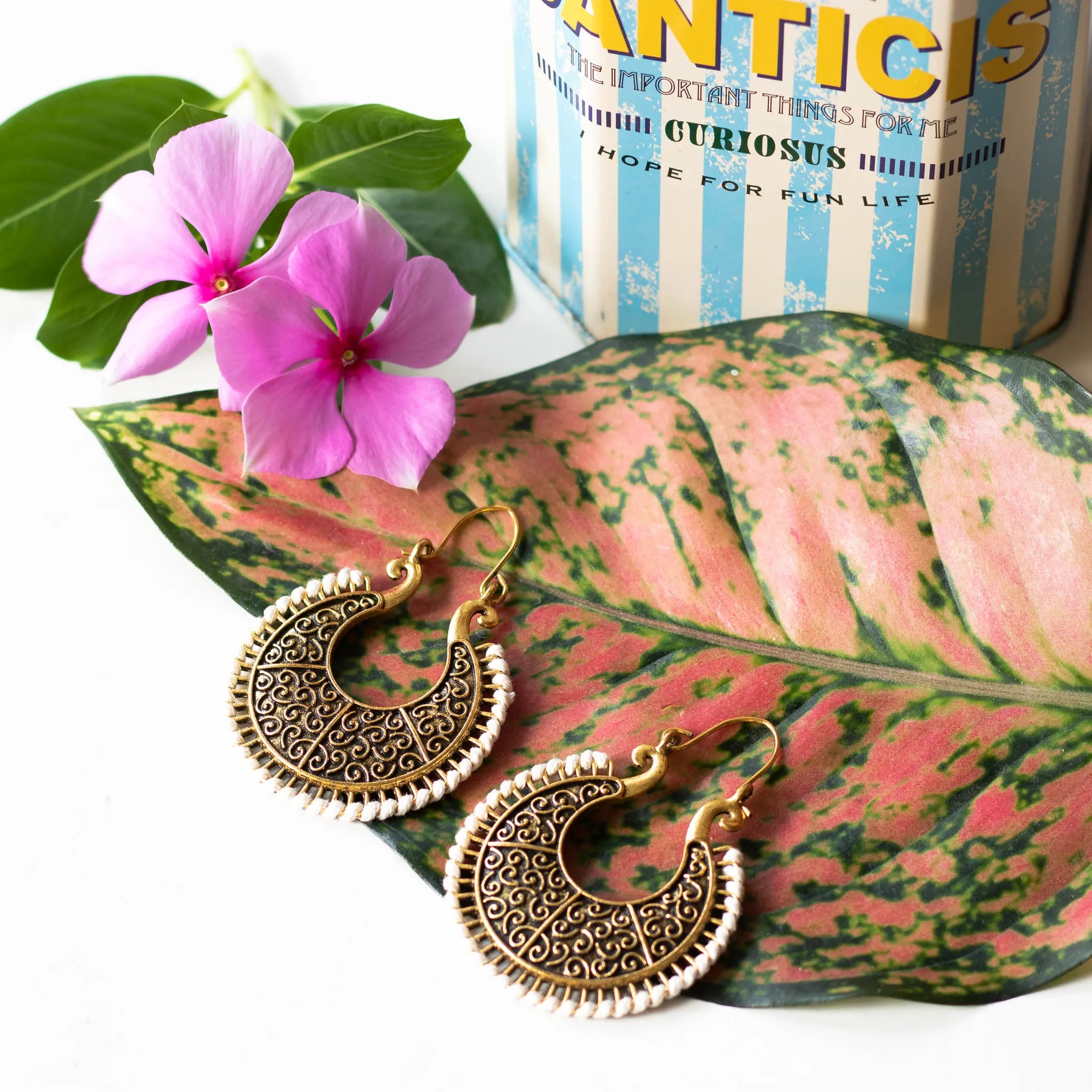 Mandala Brass Earrings Round