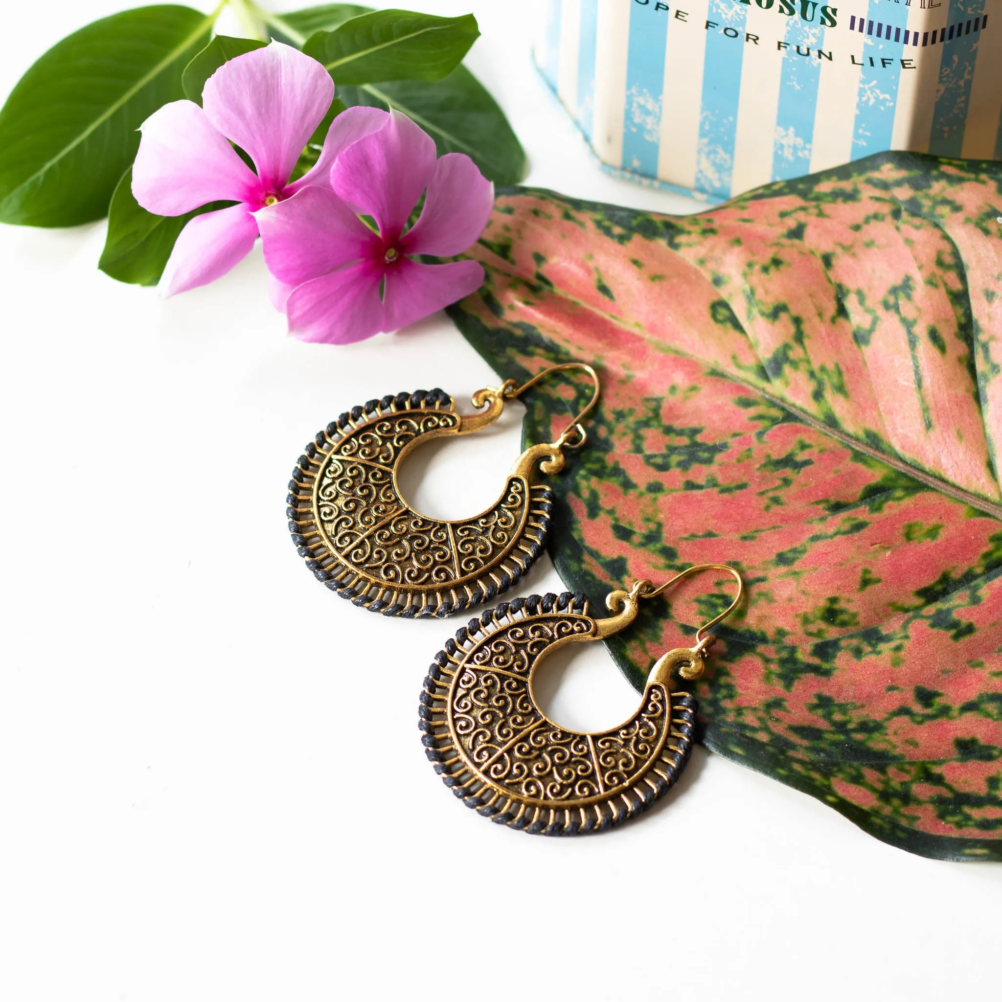Mandala Brass Earrings Round