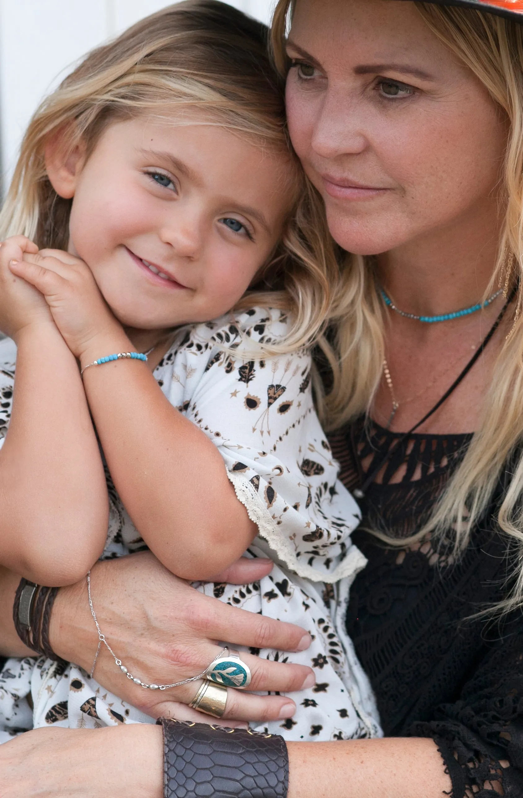Mermaid Gemstone Necklace Mommy & Me Set in Gold w/Turquoise